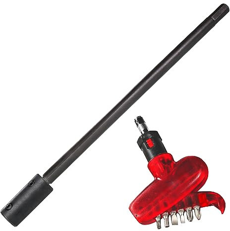 WOWSUPM Hole Saw Arbor Extension 12 Long with Double end 0.37(9.5mm) Hex and 0.43”(11mm) Hex for 3/8”,1/2 Chuck，Extra T-Sharp Ratchet Screw Driver