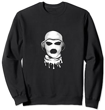 Weiße Ski Maske, Skihaube t shirt Motiv, Vermummung Maske Sweatshirt