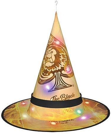 ZORIN Halloween Hexenhut Magier Hüte für Erwachsene mit brennenden Lichtern Black Spaten Pokers Hexenhut Halloween Dekoration Halloween Kostüm Zubehör für Halloween Cosplay