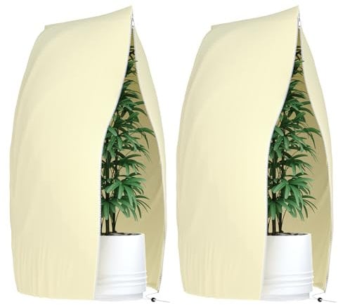 Estefanlo Protección invernal para plantas, 2 unidades de protección de invierno para plantas en macetas, con cordón de cremallera, protección contra heladas, cubiertas para plantas de árbol,