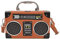 Hyuyikuwol Vintage Radio Recorder Clutch Handtasche Leder Top Metallgriff Crossbody Kleine Box Tasche Schultertasche, A-braun, 7.5*2*4.7in