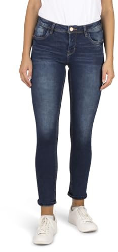 DENIMFY Jeans Damen lang Stretch Slim Fit Mid Waist DFElla Jeanshose Baumwolle Denim Blau M, Größe:M, Farben:Dark Blue Denim (D271)