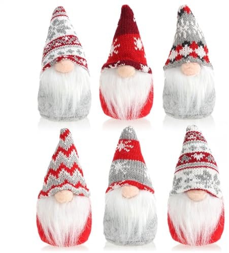 com-four® 6X Premium Weihnachts-Wichtel 15cm - Weihnachtsdeko - Dekoartikel - winterliche Zwergen-Figur - skandinavische Deko-Trolle - schwedischer Gnom mit Bart (6 Stück - norwegisch 1)