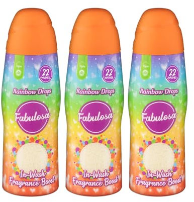 Fabulosa In-Wash Laundry Fragrance Boost, Made Using Salt Crystals, In-Wash Scent Booster Laundry, 66 Washes, Pack of 3 x 400g, Rainbow Drops