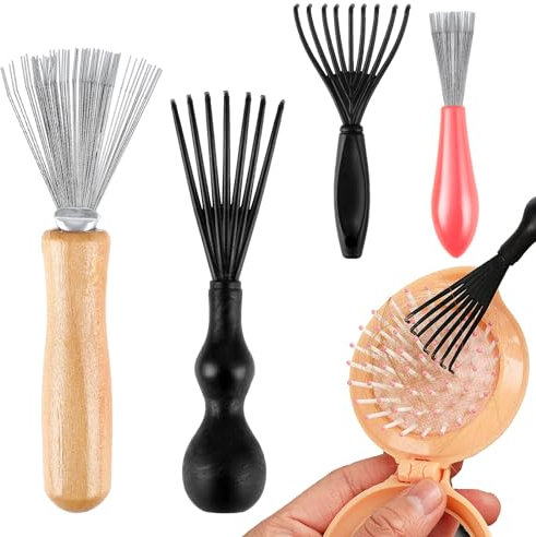 Andibro 4 Pcs Hair Brush Cleaner Tool Set, Hairbrush Cleaning Claws Rake Design Brush Cleaner Comb Cleaning Brush Remover Mini Hair Instrument for Removing Hairs Dust Dirt Lint Home Salon