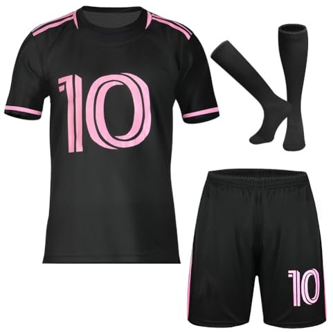 Aomig Set de Maillot de Foot Enfant, Maillot de Football pour Enfants, Maillot de Football pour Garçons, Maillot de Football Domicile/Extérieur, Nr. 7/10, Ensemble T-Shirt, Short et Chaussettes(Nr.10)