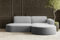 Kaiser Möbel, Ecksofa, Sofa Modena Studio Parma, Modern Design Couch, Polsterecke, Freistehend Sofa Wohnzimmer -Stoff Dicker Cord Poso Silber Rechts