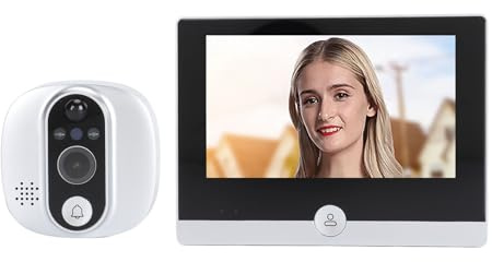 MENDUNER Smart WIFI Video Doorbell, 1080P Intelligent Visual Wireless Doorbells with 4.3inch Screen, 2 - Way Audio, PIR Motion Detection, Night Vision, 150 Degree Wide Angle (Silver)