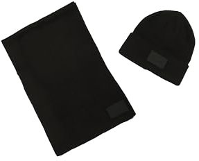 Calvin Klein Herren Silicone Logo Hat Scarf Set aus Mütze und Schal, Schwarz, Einheitsgröße
