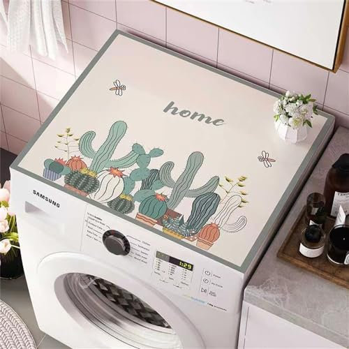 Morbuy Coprilavatrice Tappetino per Lavatrice e Asciugatrice cn Motivo Pianta Nordico 3D, Antiscivolo Asciugatura Rapida, Morbido e Ritagliabile per Frigorifero, Cucina (60x60cm,Cactus)