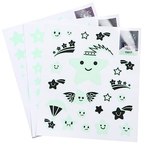 ifundom 3blätter Leuchtende Wandsticker Stern Mond Fluoreszierende Aufkleber Für Fenster Türen Wände Einfach Zu Entfernen Und Aufzukleben Kinderzimmer Schlafzimmer Dekoration