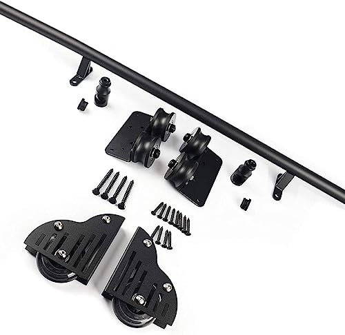 Sliding Barn Door Kit 3.3ft- 13ft Sliding Ladder Library Full Set Hardware Rolling Track(No Ladder) (13ft/400cm Track kit)