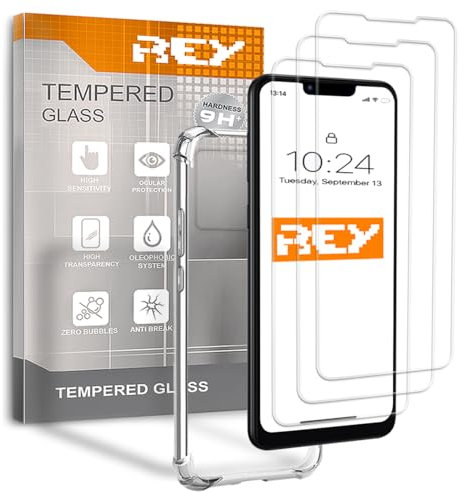 REY 3X Protector de Pantalla y Funda Anti-Shock para iPhone 13 6,1, Cristal Vidrio Templado y Silicona TPU de Alta Resistencia