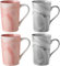 BEVKAF Ceramics Mugs, 350ml Marble Ceramic Cup for Home and Office, Microwave Dishwasher Safe, Set of 4 (Grey & Pink)