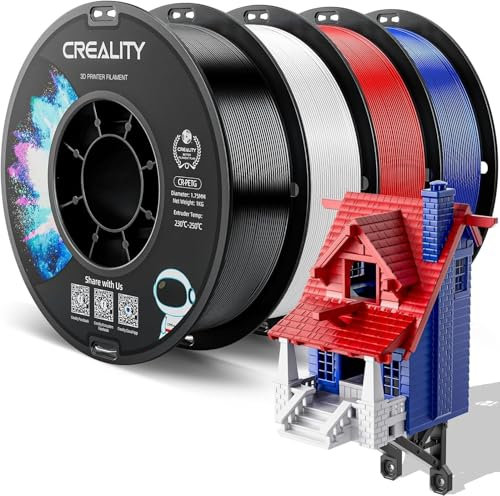 Creality CR-PETG Filament 1.75mm 4kg, 3D Drucker Filament PETG 4 x 1kg Spule, Weiß+Schwarz+Rot+Blau, Maßgenauigkeit +/-0,02mm Vakuumverpackung