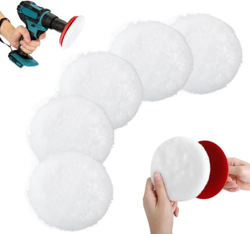 AiQInu 7 Stücke Polieraufsatz Akkuschrauber Set,125mm Polierscheibe Bohrmaschine Polierpad, Wolle Polierteller, Auto Polierhaube für Autopolieren Schleifen und Wachsen, mit M14-Bohreradapter