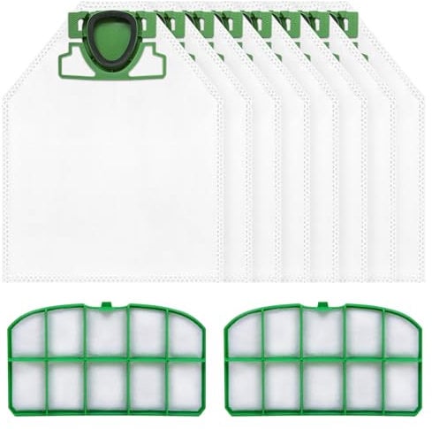 FERRGIA Kit 8 Sacchetti Microfibra Aspirapolvere e 2 Filtri HEPA per Vorwerk Folletto VK200 VK220s FP220,Filtrazione Avanzata 5 Strati,Perfetti per Soffre Allergie,Chiusura Igenica Antifuga