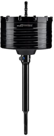 Mollom 102mm (4) Scie trépan pour béton avec tige SDS Plus 220 mm | Scie à trépane robuste avec foret pilote 110 mm et vis antidérapante pour pierre, brique, mur, maçonnerie