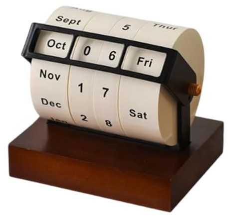 Holzkalender Drehkalender Tischkalender Drehkalender für Bauernhaus Klassenzimmer Büro Wohnzimmer