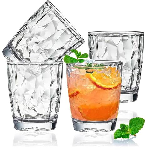 AstraLoom Vielseitiges 300 ml Campingglas-Set aus bruchsicherem Kunststoff, spülmaschinenfest, stapelbar, für Wasser, Saft und Wein, ideal für Familienessen, Partys und Picknicks (Transparent)