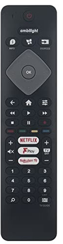 ROLLGAN Télécommande universelle de rechange pour téléviseur OLED Philips 4K 398GR10BEPHN0020CR 398GR10BEPHN0020BC BRC0884404/01 398GR10BEPHN0020C 43PUS6704/12 43PUS6754/12 50PUS6754/12 50PUSUS. 6704