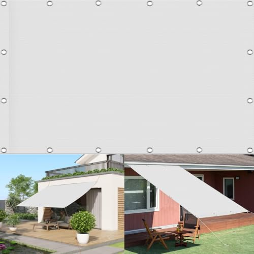 Wave Shade Cloth Sail 2.5 x 2.7 m Canopy Pergola Cover Polyester UV Block Waterproof Fabric Tear-Resistant Durable with Free Rope for Terrace, Balcony, Pool & Garden, White