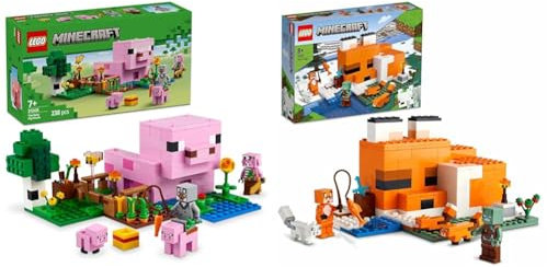 LEGO Minecraft La Casa del Baby Porcellino + Il Bundle della Casa della Volpe Regali di Compleanno per Bambini, Ragazzi e Ragazze 21268 + 21178