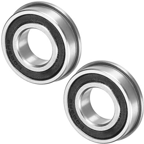 M METERXITY 2-Pack F6003-2RS Flanged Ball Bearing, 17mm x 35mm x 10mm Double Rubber Seal Chrome (GCr15) Steel Deep Groove Ball Bearings for Wheelbarrow/Printer/Fax Machines/Power Tools