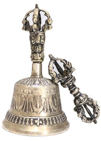 Tibetische buddhistische Meditationshandglocke - Tibetanische buddhistische Meditationen Glocken und Dorje Set | Handglocke | Dorje Vajra Bell Meditation Altar Ritual Bell, handgefertigte Dharma -Obj