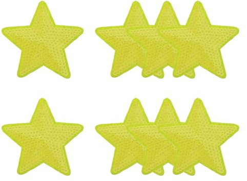 YELARXI Sequin Star Iron on Patches Embroidered Sew Sequin Glitter Patch Appliques, 3.5x3.5 Fit for DIY Shoes Hats Backpacks Clothing Repair - (8 Pack, Yellow)