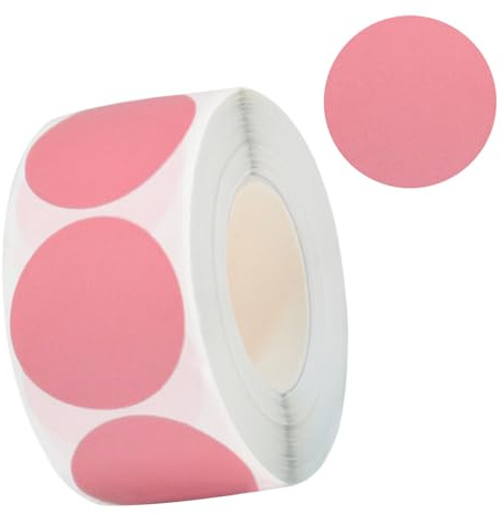 Runde Aufkleber 25mm 500 Stück Selbstklebend Rolle kleine Bunte Klebepunkte Etiketten Sticker Aufkleber Rund Markierungspunkte (Rose)