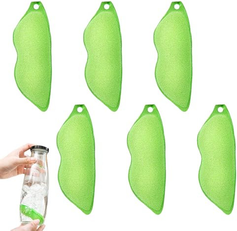 Pack of 6 Beans Bottle Cleaning Sponge, Magic Beans Bottle Cleaner Sponge, Kitchen Sponges in Pea Shape, Bottle Cleaning Beads, for Interior Cleaning of Bottles