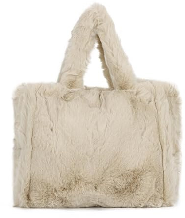 Dokurry Damen Plüsch Felltasche, Weiche Flauschige Kunstfell Handtasche，Winter Umhängetasche für Alltag, Pendeln Einkaufen