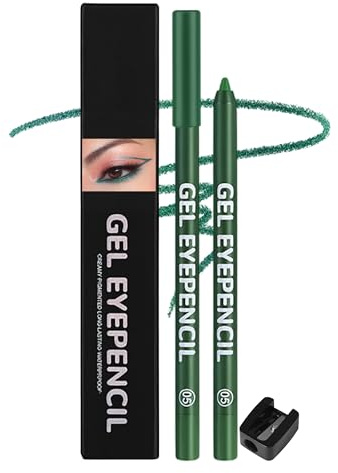 Erinde Cremiger Gel Eyeliner, Grün Matt Kajalstift, Wasserfest & Langanhaltend, Wischfest, Hochpigmentiert, Geschmeidiger Auftrag, Mit Inkludiertem Anspitzer, Anspitzbar, Für Empfindliche Augen, #05