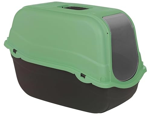 URBNLIVING Hooded Enclosed Cat Litter Tray with Flap Door & Carbon Filter, Covered Cat Litter Box, Large Plastic Cat Toilet for Indoor Cats -Sage Green