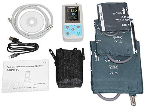 Ambulatory Blood Pressure Monitor | Medical Grade Holter with PC Software | Includes 3 Cuffs for Child, Adult & Large Adult