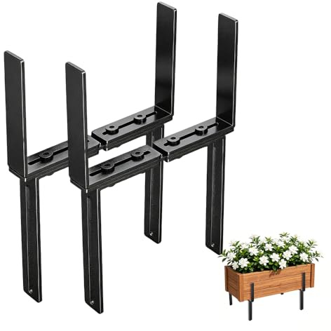 Riisoyu 2 pezzi Supporto per fioriera a forma di H, Fissaggio in Metallo per fioriere set di ganci regolabili per vasi da fiori Regolabile in 2 direzioni Senza Foratura uso interno ed esterno