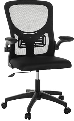 Baroni Home Sedia da Ufficio Ergonomica con Supporto Lombare, Braccioli Reclinabili Imbottiti, Schienale Traspirante, Altezza Regolabile 56x59x100cm (Nera)