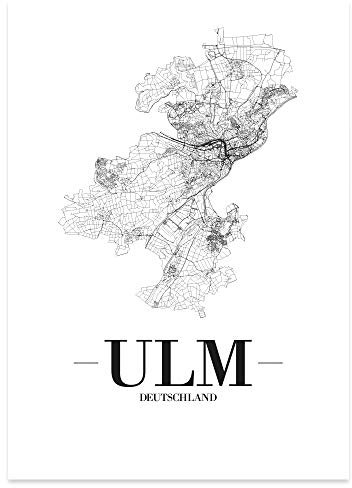 JUNIWORDS Stadtposter - Wähle Deine Stadt - Ulm - 30 x 40 cm Poster - Schrift A - Weiß