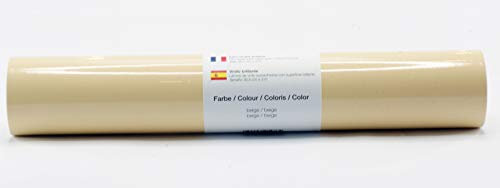 Selbstklebende Plotterfolie Vinylfolie 30,5 cm x 3 m glänzend 39 Farben zur Auswahl, Farbe:105 Beige