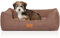 Knuffelwuff Hundebett Lotte aus Velours mit feinem Handwebcharakter XL 105 x 75cm Lichtbraun - abnehmbarer Bezug - waschbar - für große, mittelgroße und kleine Hunde