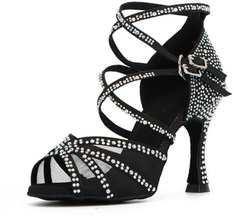 Syrads Scarpe da Ballo Latino Salsa con Strass Donna Scarpe da Ballo da Sala Tango Kizomba Bachata Danze al Coperto 1057-2