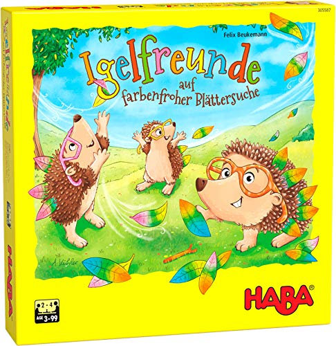 HABA Igelfreunde – Würfel- & Memospiel für Kinder ab 3 Jahren, Steckspiel für 2-4 Spieler – Mit 3D-Igeln & Steck-Blättern – Fördert Feinmotorik & Konzentration – 1305587001