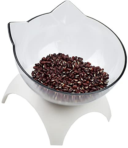 Cat Bowls 15° Tilted Platform Feeder Raised Feeding Bowl with 4 Stands for Pet Food Water