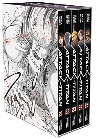 Attack on Titan Band 21-25 im Sammelschuber + 1 exklusives Postkartenset