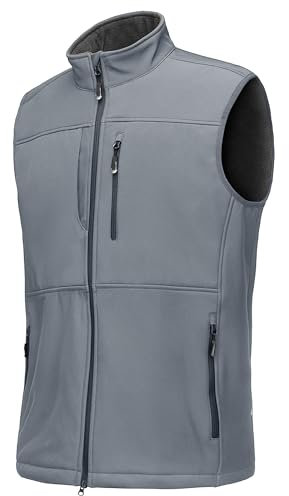 33,000ft Weste Herren Outdoor Wasserdichte Softshell Ärmellose Jacke Bodywarmer Fleece Weste Full Zipp Softshellweste Mittelgrau L