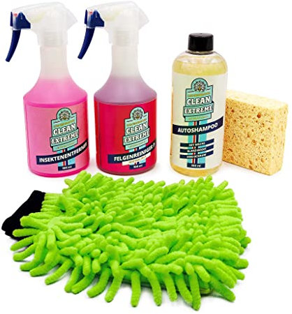 Tesvolution® Auto Pflegeset für Tesla Model 3 / Model Y 2017-2023 - Sommeredition - speziell für Tesla Materialien mit Felgenreiniger und Autoshampo