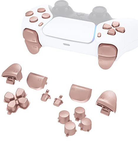 eXtremeRate Ersatz Tasten Knöpfe für ps5 Controller BDM-010 & BDM-020, DIY-Premium Aktionstasten Steuerkreuz Trigger Bumpers Share/Options-Taste Button Kit kompatibel mit ps5 Controller-Rosegold