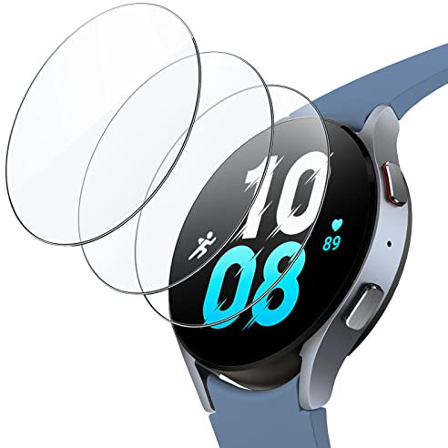 JETech Schutzfolie für Samsung Galaxy Watch 5/4 44 mm, Panzer Schutz Glas Displayschutz 2,5D Runde Kante, HD Klar, 3 Stück