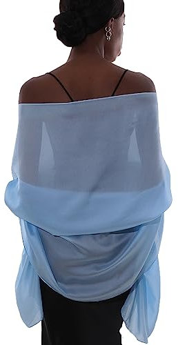 RUI VTRON Damen Schal Pashmina Schals und Wraps für Abendkleider wie Chiffon Seide Schal für Braut Hochzeit, Blau, Large